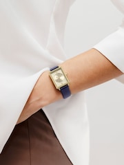 Radley Gold Tone Rectangular 24mm Ink Leather Strap Watch - Image 3 of 4
