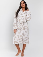 Loungeable Animal Print Leopard Print Cutwork Maxi Dressing Gown - Image 5 of 5