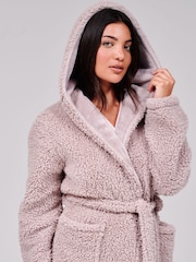 Camel-bruin - Loungeable Sherpa maxi-badjas met luxe fleecegevoerde capuchon - Afbeelding 6 van 6