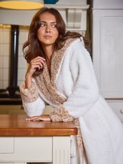 Loungeable Animal Print Leopard Print Faux Fur Trim Maxi Dressing Gown - Image 6 of 6