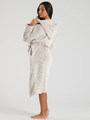 Loungeable Brown Ombre Tiger Midi Hooded Dressing Gown - Image 2 of 5