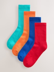Bright Red/Blue/Orange Sports Socks 4 Pack - Image 1 of 7