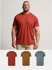BadRhino Big & Tall Brown Plain 100% Cotton T-Shirts 3 Pack - Image 1 of 9