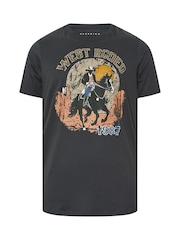 BadRhino Big & Tall Grey West Rodeo 100% Cotton T-Shirt - Image 1 of 2