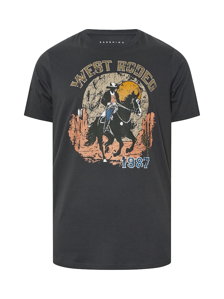 BadRhino Big & Tall Grey West Rodeo 100% Cotton T-Shirt - Image 1 of 2
