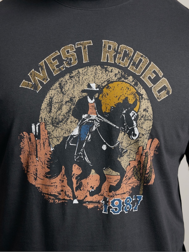 BadRhino Big & Tall Grey West Rodeo 100% Cotton T-Shirt - Image 6 of 6