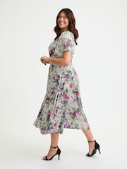 Scarlett & Jo Silver Liz Grey Multi Bolero Wrap Bodice Midi Dress - Image 3 of 4