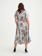 Scarlett & Jo Silver Liz Grey Multi Bolero Wrap Bodice Midi Dress - Image 4 of 4