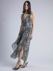 Religion Aida Midi Dress In Snake Skin Print With Handkerchief Hem - Image 3 of 6
