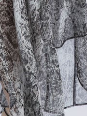 Religion Aida Midi Dress In Snake Skin Print With Handkerchief Hem - Image 5 of 6