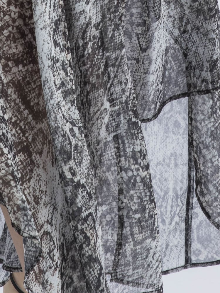 Religion Black Aida Midi Dress In Snake Skin Print With Handkerchief Hem - Image 5 of 6