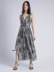 Religion Aida Midi Dress In Snake Skin Print With Handkerchief Hem - Image 6 of 6
