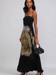Religion Black Coco Maxi Bandeau Dress With Large Floral Print - Image 1 of 6