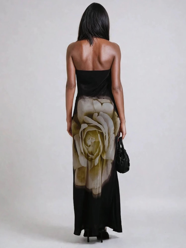 Religion Black Coco Maxi Bandeau Dress With Large Floral Print - Image 10 of 10 Religion Black Coco Maxi Bandeau Dress With Large Floral Print - Image 10 of 10