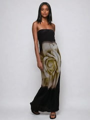 Religion Black Coco Maxi Bandeau Dress With Large Floral Print - Image 6 of 6