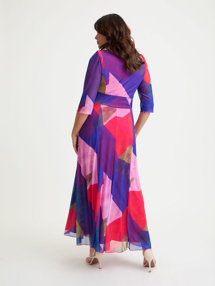 Scarlett & Jo Multi Verity Multi Colour Patchwork Print Maxi Gown - Image 4 of 4