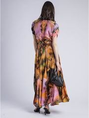 Religion Orange Crest Maxi Wrap Dress In Silky Fabric In Obscure Print - Image 9 of 9