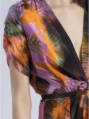 Religion Orange Crest Maxi Wrap Dress In Silky Fabric In Obscure Print - Image 3 of 6