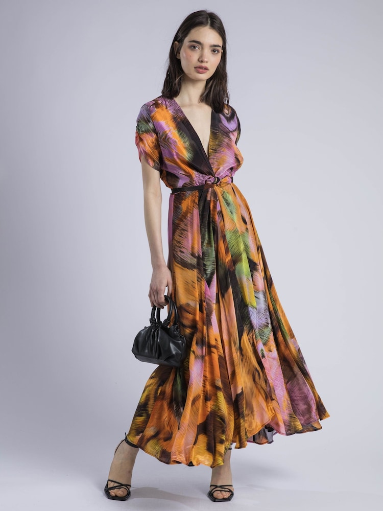 orange fuchsia floral maxi dress Strapless Floral Detail Maxi Dress Hot Pink Orange