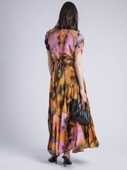Religion Orange Crest Maxi Wrap Dress In Silky Fabric In Obscure Print - Image 7 of 9