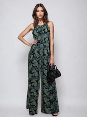 Religion Green Crew Halterneck Floral Print 100% Cotton Jumpsuit - Image 4 of 5