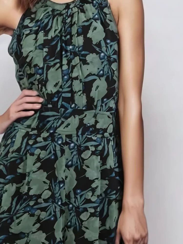 Religion Green Crew Halterneck Floral Print 100% Cotton Jumpsuit - Image 5 of 5