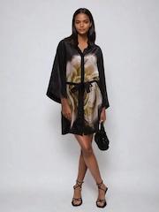 Religion Black 100% Cotton Coco Tunic With Large Floral Placement - Image 1 of 6