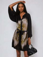 Religion Black 100% Cotton Coco Tunic With Large Floral Placement - Image 2 of 6