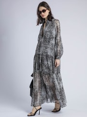 Religion Cala Tiered Boho 100% Cotton Maxi Dress In Snake Skin Print - Image 1 of 6