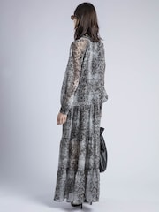 Religion Cala Tiered Boho 100% Cotton Maxi Dress In Snake Skin Print - Image 4 of 6