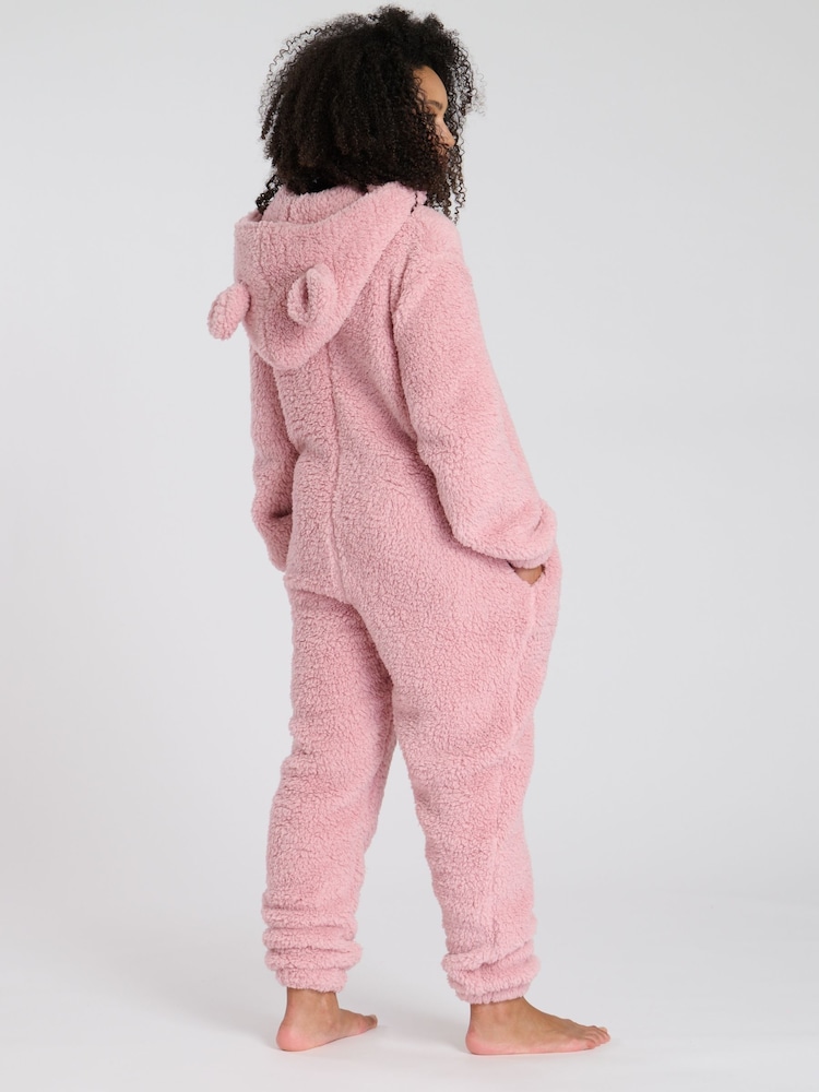 Loungeable Pink Bolt Sherpa XL Ears Teddy All-In-One - Image 2 of 6 Loungeable Pink Bolt Sherpa XL Ears Teddy All-In-One - Image 2 of 6
