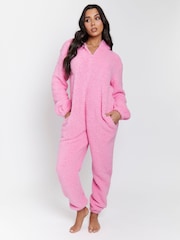 Loungeable Pink Sherpa XL Ears Teddy All-In-One - Image 1 of 5