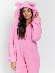 Loungeable Pink Sherpa XL Ears Teddy All-In-One - Image 3 of 5