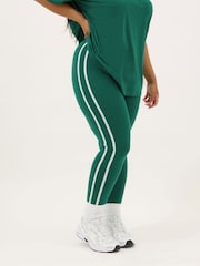Yours Curve Green Side Stripe Leggings - Image 1 of 4