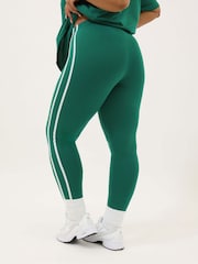 Yours Curve Green Side Stripe Leggings - Image 2 of 4