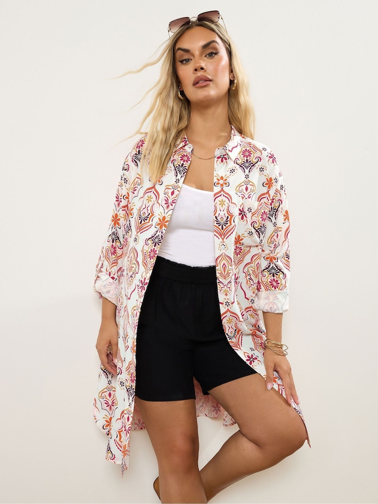 Yours Curve White Longline Shirt - Image 1 of 5