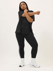 Yours Curve Black Side Stripe Leggings - Image 2 of 5