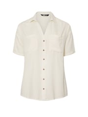 Yours Curve White Buttermilk Chambray Short Sleeve Shirt - Image 6 of 6