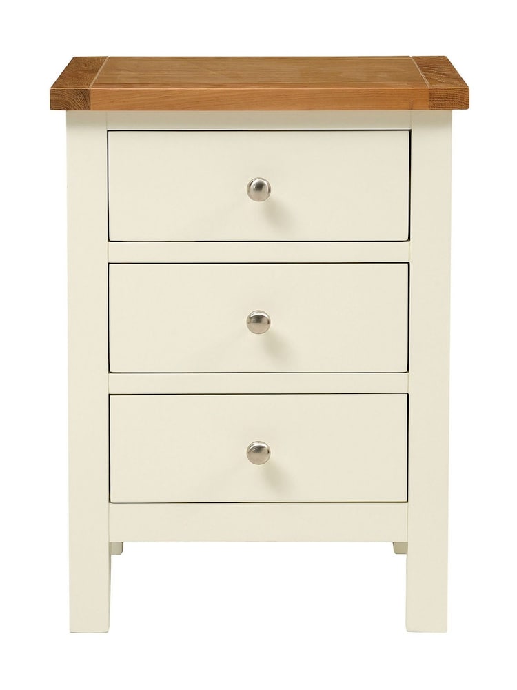 Cotswold Company Classic Cream Simply 3 Drawer Bedside Table - Image 2 of 6
