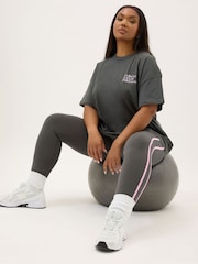 Yours Curve Grey Side Stripe Leggings - Image 1 of 6