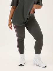 Yours Curve Grey Side Stripe Leggings - Image 3 of 6
