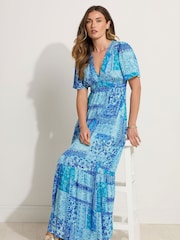 Long Tall Sally Blue Crinkle Maxi Dress - Image 1 of 5