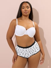 Yours Curve Black Mono Floral Print Full Briefs 5 Pack Knickers - Image 3 of 9
