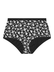 Yours Curve Black Mono Floral Print Full Briefs 5 Pack Knickers - Image 8 of 9