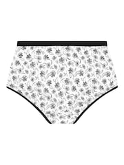 Yours Curve Black Mono Floral Print Full Briefs 5 Pack Knickers - Image 9 of 9