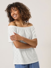Blanco - M&Co Broderie Bardot Top - Imagen 1 de 5