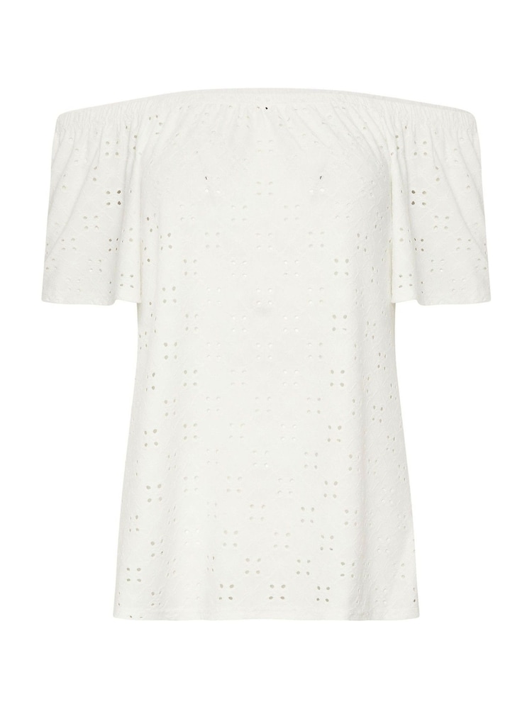 M&Co White Broderie Bardot Top - Image 5 of 5 M&Co White Broderie Bardot Top - Image 5 of 5