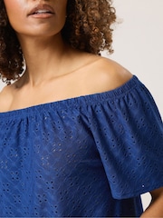Azul - M&Co Broderie Bardot Top - Imagen 4 de 5