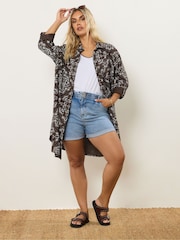 Yours Curve Brown Longline Shirt - Image 2 of 5