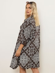 Yours Curve Brown Longline Shirt - Image 3 of 5